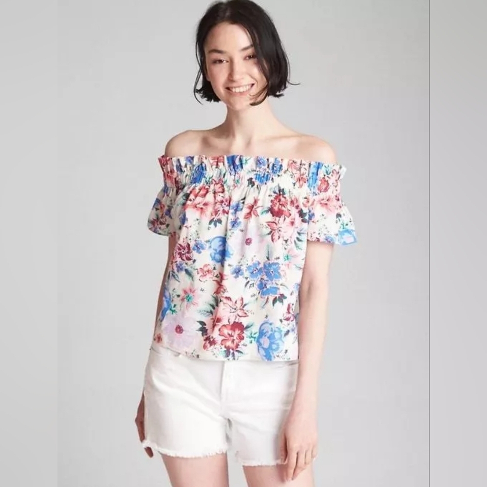 Gap Print Short Sleeve Off-Shoulder Top